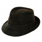 Brown Leather Trilby Hat