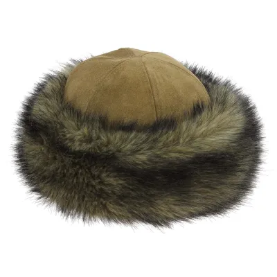 Toque Femme Cuir & Fausse Fourrure Camel - Traclet  Reference : 7407 | Chapellerie Traclet
