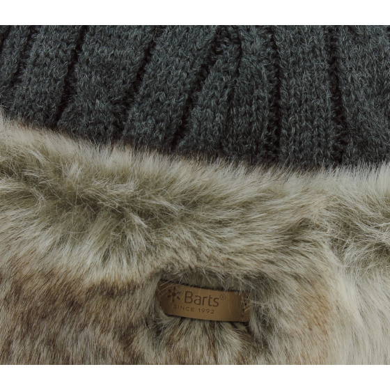 Gray Cable Faux Fur Beanie-Hat - Barts