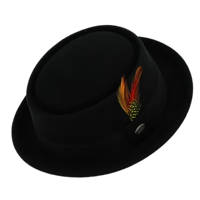 Chapeau PorkPie Arvid Feutre Laine Bailey Traclet Noir Reference : 6205 | Chapellerie Traclet