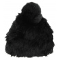 Black Rabbit Fur Beanie for Women