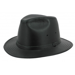 Traveller Black Smooth Leather Hat - Henschel