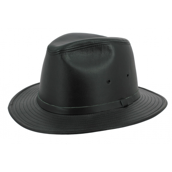 Black Smooth Leather Traveller Hat - Henschel