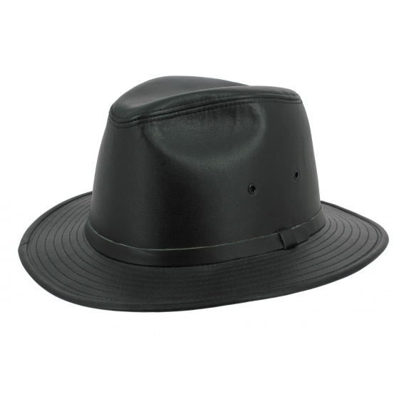 Black Smooth Traveler Hat Leather Black - Henschel