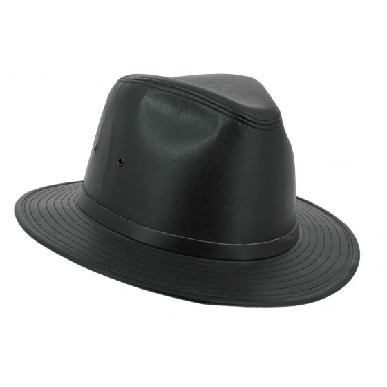 Chapeau Traveller Black Smooth Cuir Noir - Henschel Chapeau Traveller Black Smooth Cuir Noir - Henschel