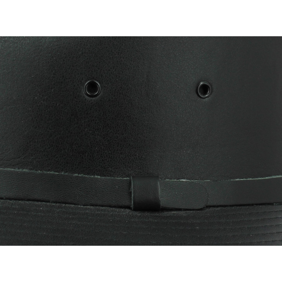 Chapeau Traveller Black Smooth Cuir Noir - Henschel Chapeau Traveller Black Smooth Cuir Noir - Henschel