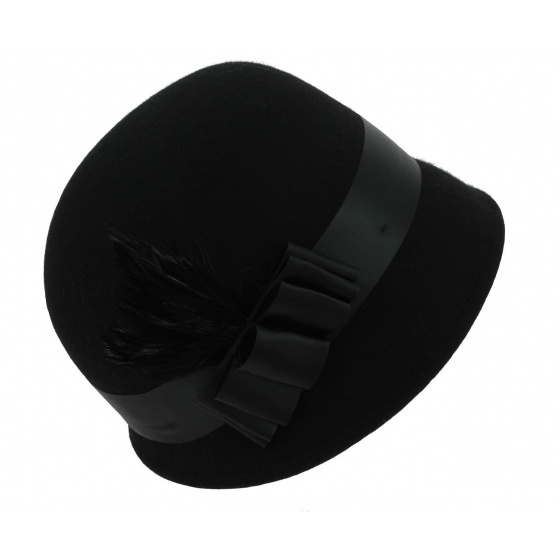 Chloe Cloche Hat Felt Wool Black - Traclet