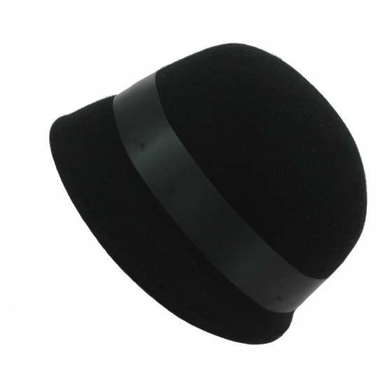 Chloe Cloche Hat Felt Wool Black - Traclet