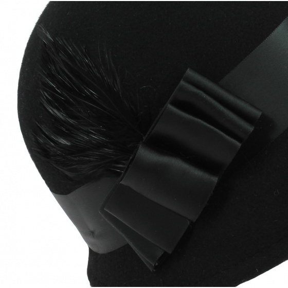 Chloe Cloche Hat Black Wool Felt - Traclet