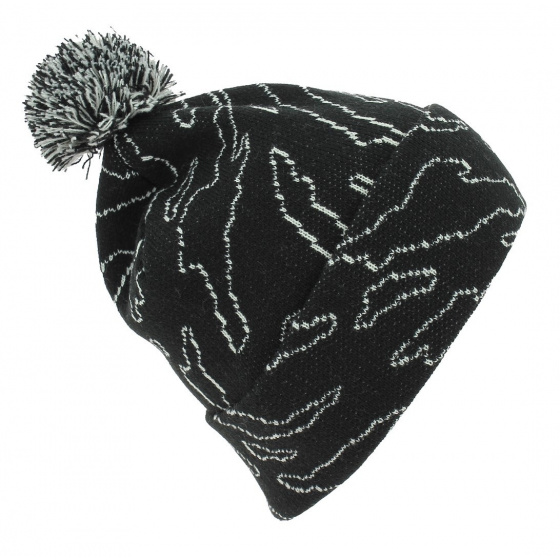 Danamo Acrylic Pom Pom Beanie Black - Official
