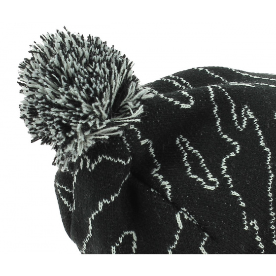 Danamo Acrylic Pom Pom Beanie Black - Official