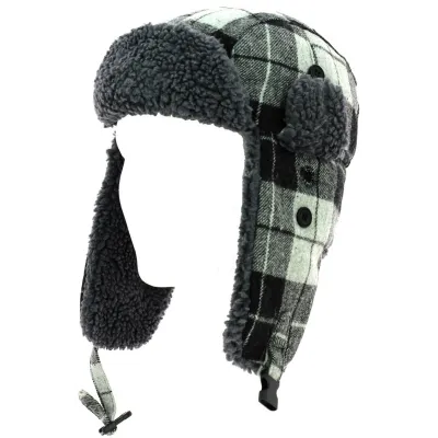Boy's Checkered Ushanka Hat Traclet Gray Reference: 7213 | Traclet Hat Shop