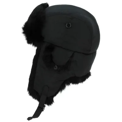 Nera Rabbit Fur Ushanka Hat - Traclet - Black Reference: 4371 | Traclet Hat Shop