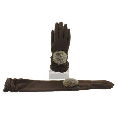 Gants Longs Montant Laine & Nylon Marron - Vincent Pradier Reference : 4343 | Chapellerie Traclet