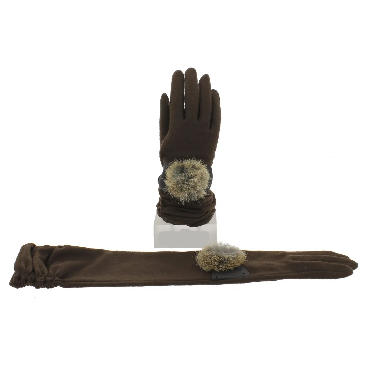 Gants Longs Montant Laine & Nylon Marron - Vincent Pradier Reference : 4343 | Chapellerie Traclet
