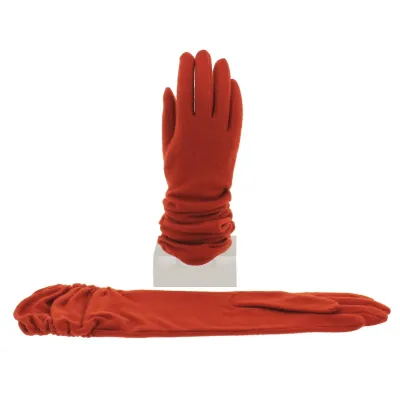 Women's Long Wool & Nylon Gloves in Orange - Vincent Pradier Reference: 3936 | Chapellerie Traclet