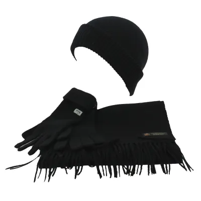 Extreme Cold Set Hat - Scarf & Wool Gloves Black - Traclet Reference: 712 | Chapellerie Traclet