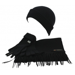 Extreme Cold Set Hat - Scarf & Wool Gloves Black - Traclet
