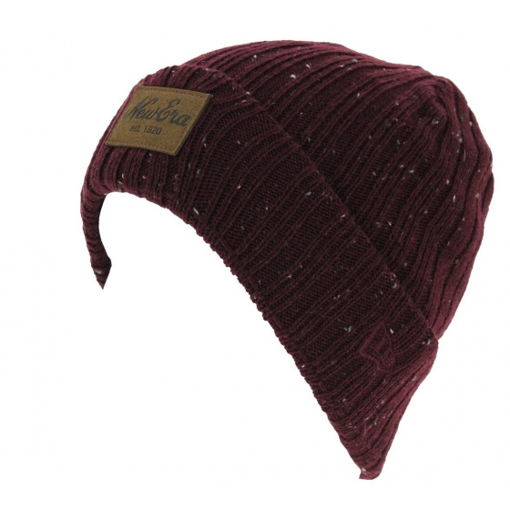 Unisex Flecked Suede Cuff Beanie Burgundy - New Era