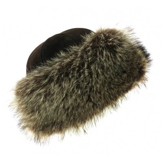 Toque  Nanouk Cuir & Marmotte Marron - Traclet Toque  Nanouk Cuir & Marmotte Marron - Traclet