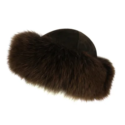 Toque Ivanna CUIR & RENARD Marron  - TRACLET Reference : 251 | Chapellerie Traclet