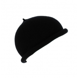 Black Wool Sailor Reefer Cuff Beanie Traclet