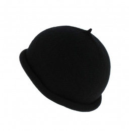 Black Wool Sailor Reefer Cuff Beanie Traclet