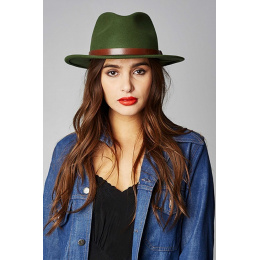 Chapeau Fedora Messer Feutre Laine Vert - Brixton