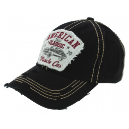 Black Cotton American Classic Strapback Cap - Kbthos