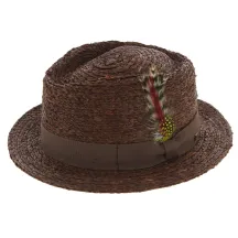 Chapeau Fédora Arbor Raphia Marron - Brixton Reference : 2589 | Chapellerie Traclet