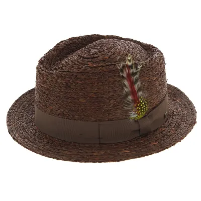 Chapeau Fédora Arbor Raphia Marron - Brixton Reference : 2589 | Chapellerie Traclet