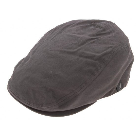 Charcoal Grey Cotton Flat Cap - Kangol