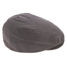Charcoal Cotton Grey Flat Cap - Kangol