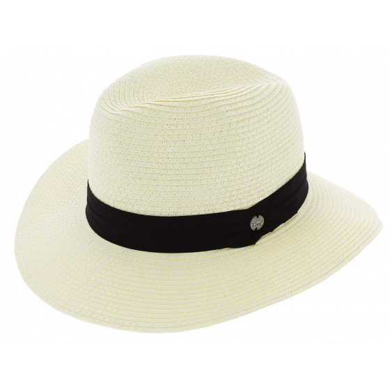 Traveller Hat The Andie Paper Straw White - Coal