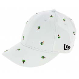 White Cotton Palmtree Fitted Baseball Cap - New Era