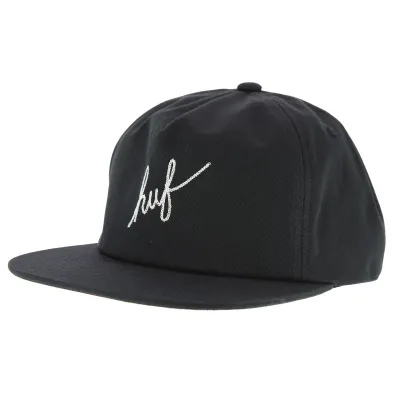 Black Cotton Script Snapback Cap - Huf Reference: 651 | Traclet Hat Shop
