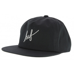 Black Cotton Script Snapback Cap - Huf