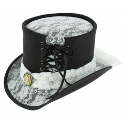 Havisham Black Leather Top Hat - Head'n Home