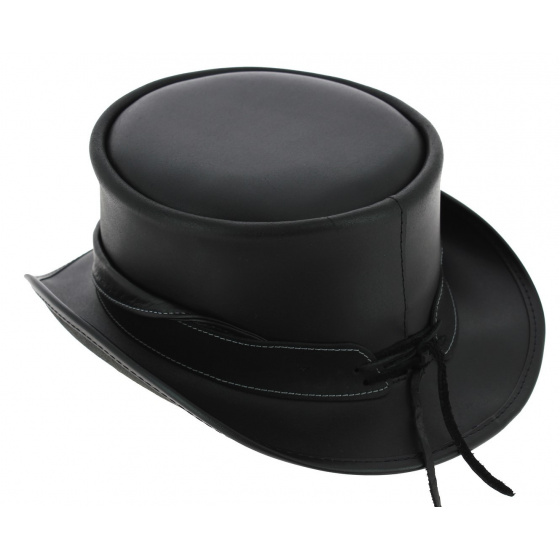 Black Leather Marlow Half Top Hat - Head'N Home