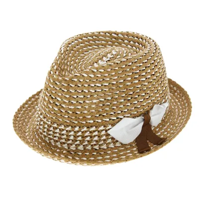 Beige & White Two-Tone Claro Pork Pie Hat - Marone Reference: 6637 | Traclet Hat Shop