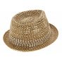 Beige & White Two-Tone Claro Pork Pie Hat - Marone