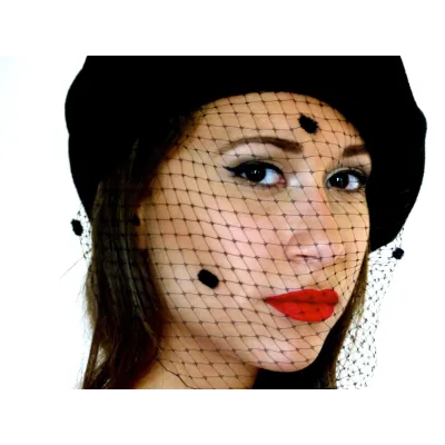 black veiled beret - Basque beret shop Reference: 3020 | Chapellerie Traclet
