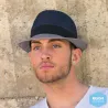 Chapeau Trilby Block Fibres Naturelles Bleu & Gris - Rigon Headwear Reference : 7320 | Chapellerie Traclet