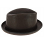 Brown Leather PorkPie Winston Hat - Traclet