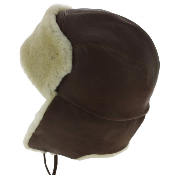 Brown Leather & Sheepskin Andventurer Ushanka - Traclet Brown Leather & Sheepskin Andventurer Ushanka - Traclet