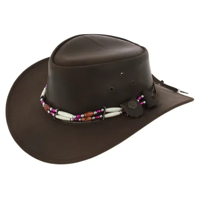 Brown Leather Indiana Traveller Hat - Aussie Apparel Reference: 2992 | Traclet Hat Shop