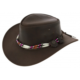 Brown Leather Indiana Traveller Hat - Aussie Apparel
