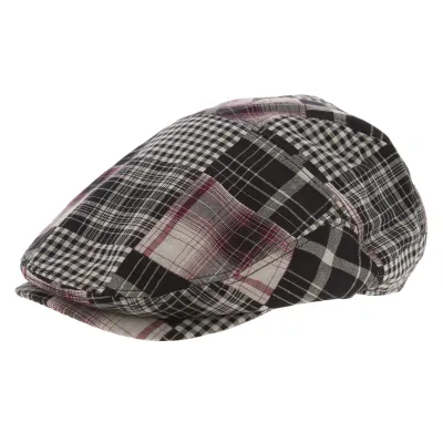 Brit Cotton Flat Cap Black & Beige - Aussie Apparel Reference: 4071 | Chapellerie Traclet