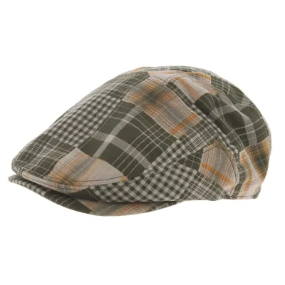 Casquette Plate Brit Coton Vert & Beige - Aussie Apparel Reference : 3474 | Chapellerie Traclet