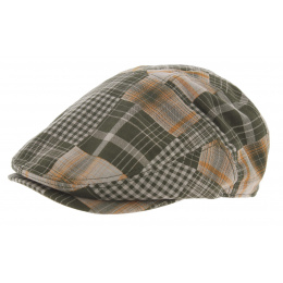 Brit Flat Cap Cotton Green & Beige - Aussie Apparel